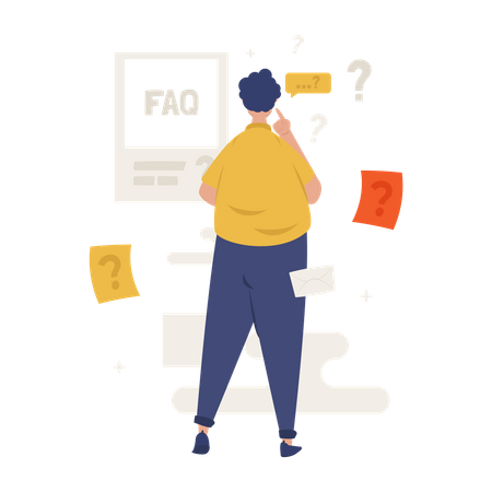 Man is thinking and asking online question Illustration