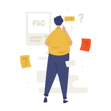 Man is thinking and asking online question Illustration