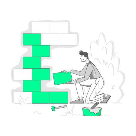 Man is tiling the wall  Illustration