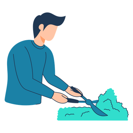 Man is trimming plants  Illustration