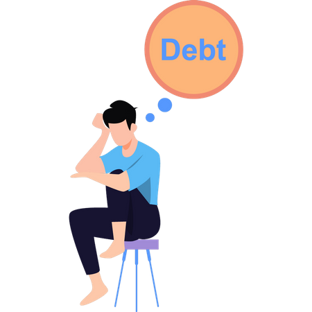 Man is troubled by debt  Illustration