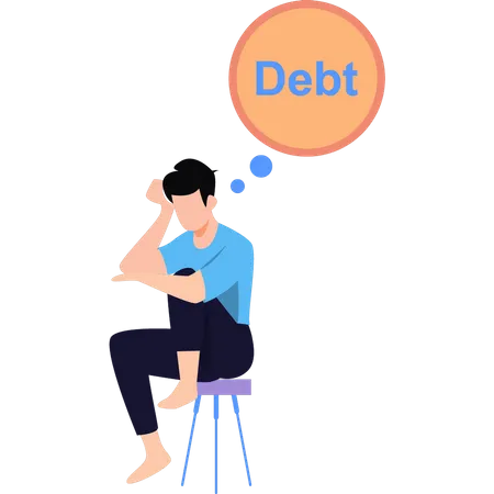 The Boy Is Troubled By Debt Illustration