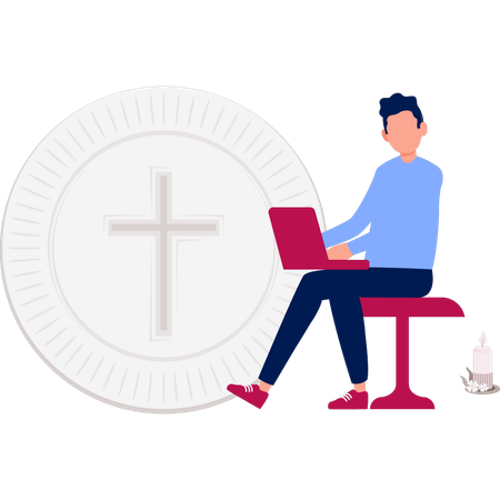 Man is using laptop  Illustration