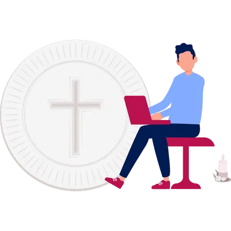 Man is using laptop  Illustration