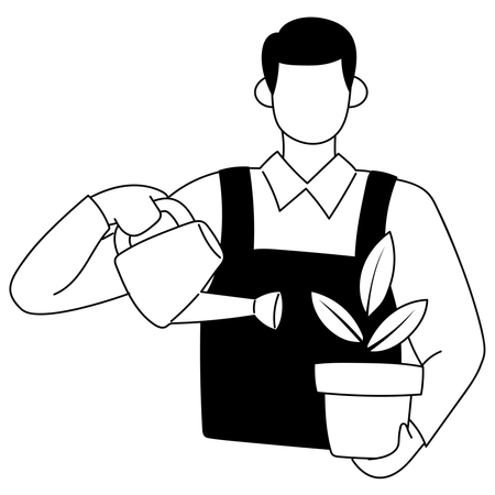 Man is watering plant  Illustration