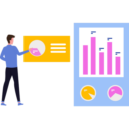 Man is working on a chart graph  Illustration