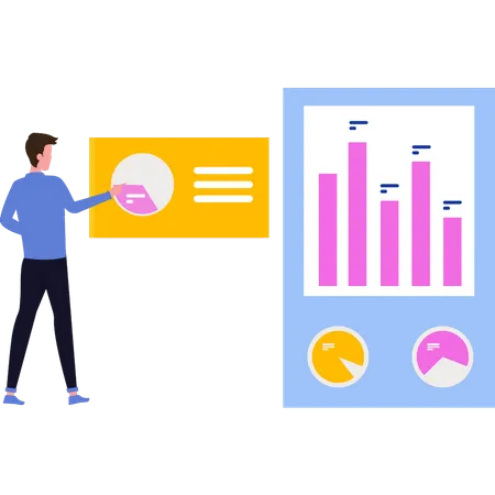 Man is working on a chart graph  Illustration