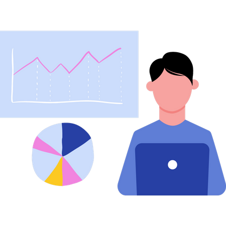 Man is working on a chart graph  Illustration