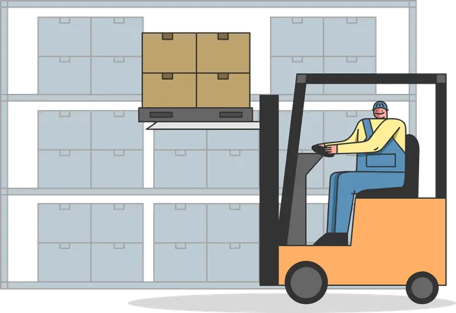 Man Is Working On Forklift Illustration