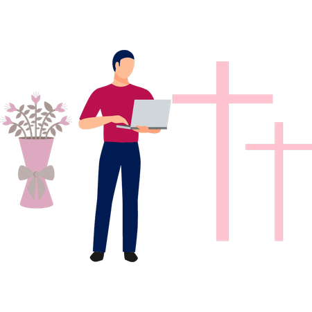 Man is working on laptop  Illustration