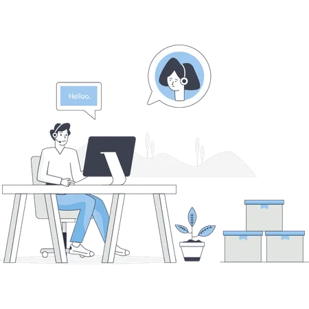 Man is working online delivery  Illustration