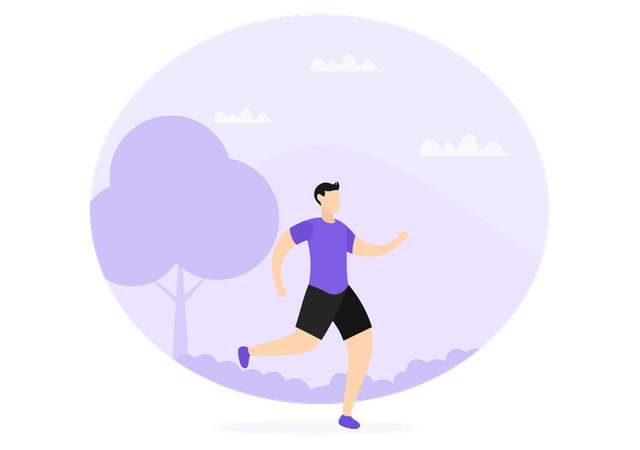 Man Jogging In Park  Illustration