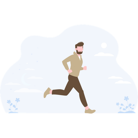 Man jogging in the early morning Illustration
