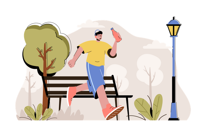 Man jogging in the early morning  Illustration