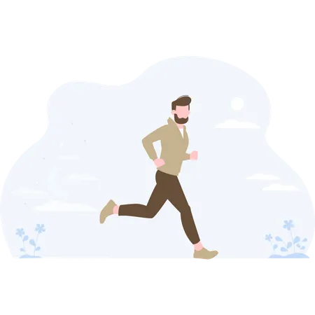 Man jogging in the early morning  Illustration