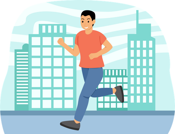 Man Jogging On Road  Illustration