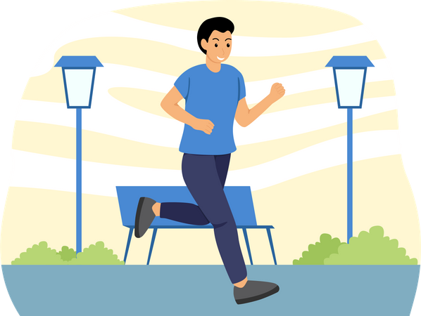 Man Jogging On Road  Illustration