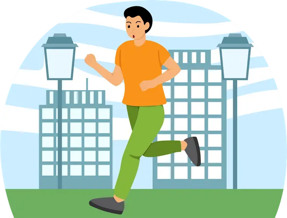 Man Jogging On Road  Illustration