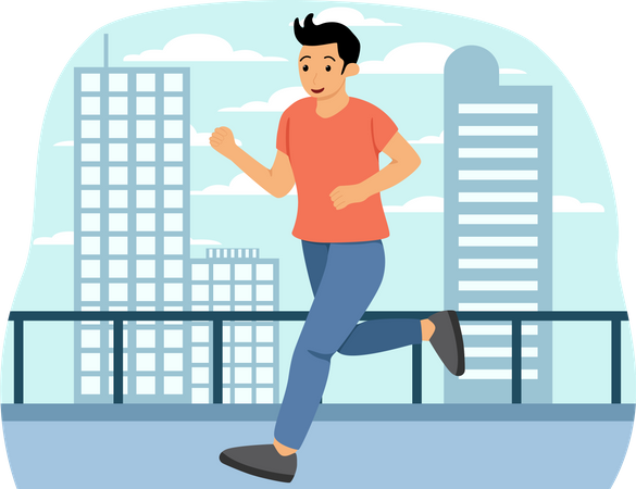 Man Jogging On Road  Illustration