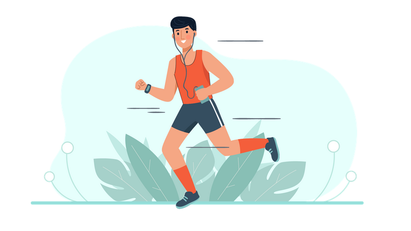 Man jogging while listening music  Illustration