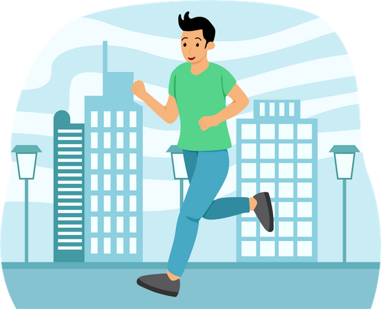 Man Jogging Workout  Illustration