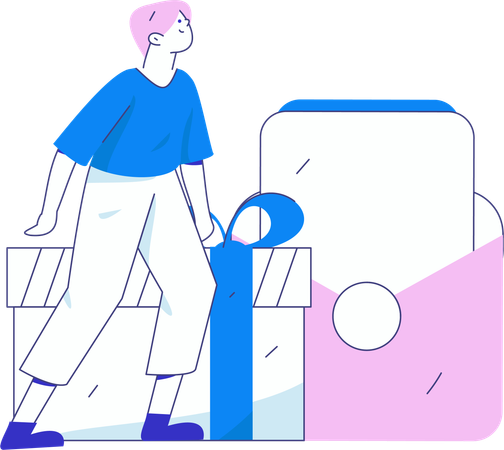 Man joins Referral Program  Illustration