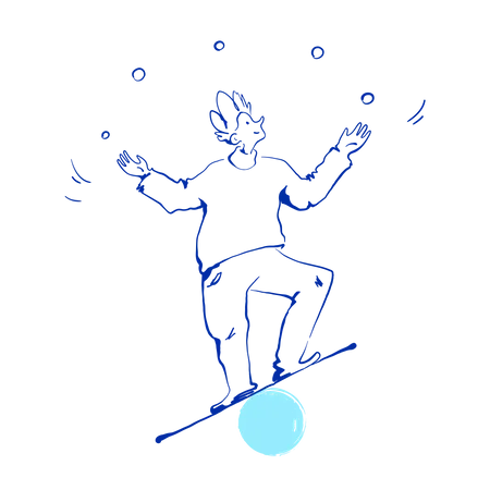 Man juggles on balloon  Illustration