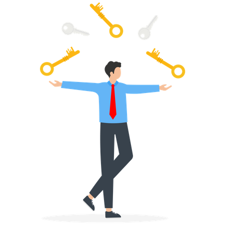 Man juggles with keys  Illustration