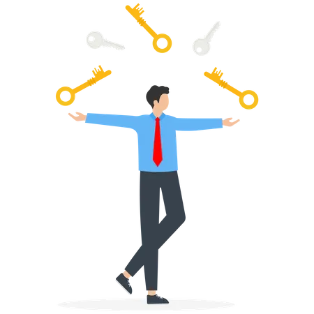 Man juggles with keys  Illustration