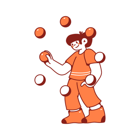 ボールをジャグリングする男性  イラスト
