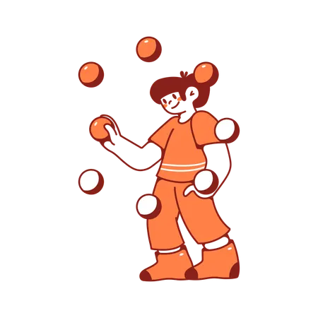 ボールをジャグリングする男性  イラスト