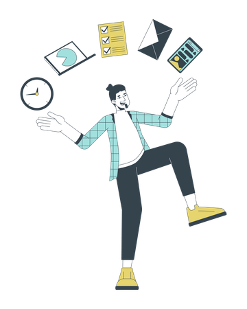 Man juggling of tasks  Illustration