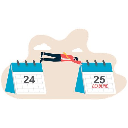 Man jump dates to work deadlines  Illustration