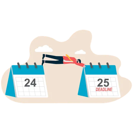 Man jump dates to work deadlines  Illustration