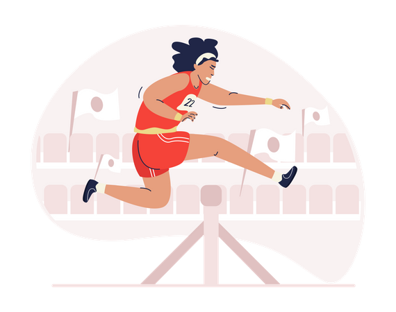 Man jump on obstacle run  Illustration