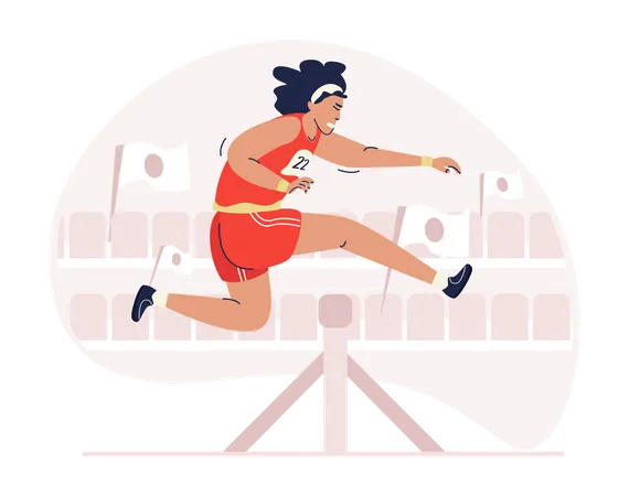 Man jump on obstacle run  Illustration