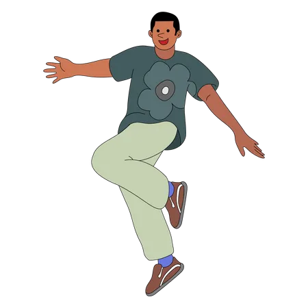 Man Jumping Vector Illustration In Line Filled Design Illustration