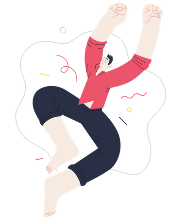 Man jumping in air feeling happy Illustration
