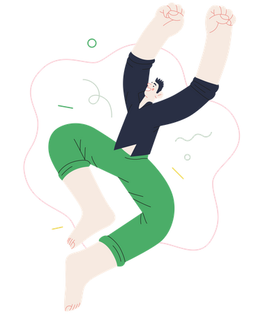Man jumping in air feeling happy  일러스트레이션