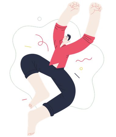 Man jumping in air feeling happy  일러스트레이션