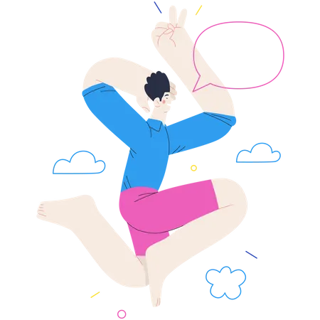 Man Jumping In Air  Illustration