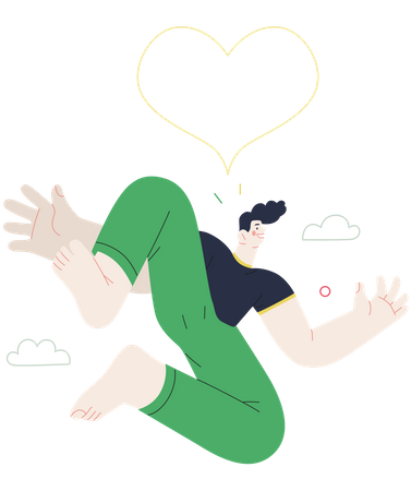 Man jumping in the air and feeling love Illustration