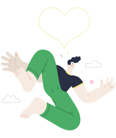Man jumping in the air and feeling love Illustration