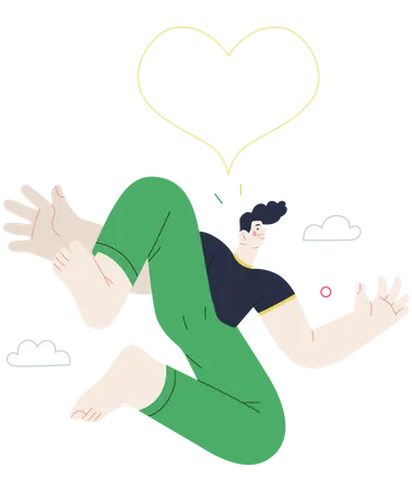 Man jumping in the air and feeling love  Illustration