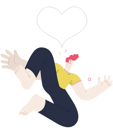 Man jumping in the air and feeling love  Illustration