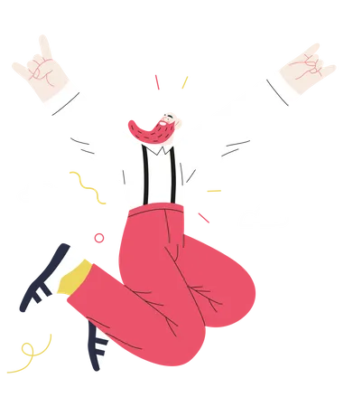 Happiness Happy Elderly Bearded Man Jumping In The Air Cheerfully Modern Flat Vector Concept Illustration Of A Happy Jumping And Dancing Person Feeling And Emotion Concept Illustration