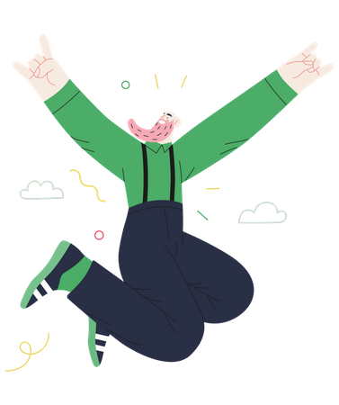 Man jumping in the air with happiness  Illustration