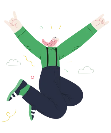 Man jumping in the air with happiness  Illustration