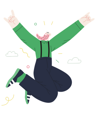 Man jumping in the air with happiness  Illustration