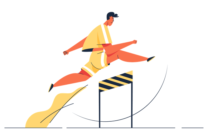 Man jumping over hurdles Illustration